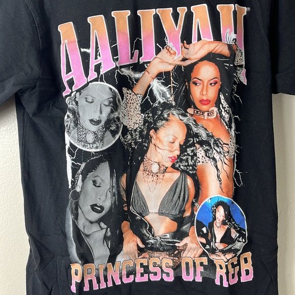 Aaliyah Princess Of R&B black Graphic Y2K Tee size M - Picture 2 of 6